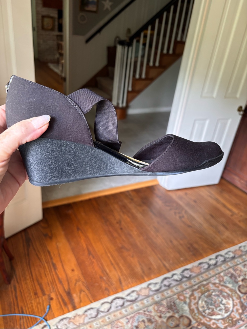 Anne Klein Black Pointed-Toe Wedges only worn once indoors. - Picture 7 of 9